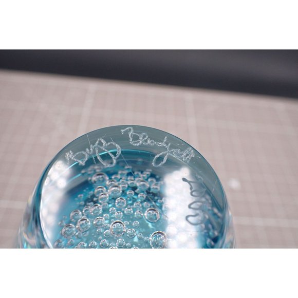 Light Blue Sea Foam Buzz Blodgett Glass Vase 2000 Signed - Picture 5 of 5